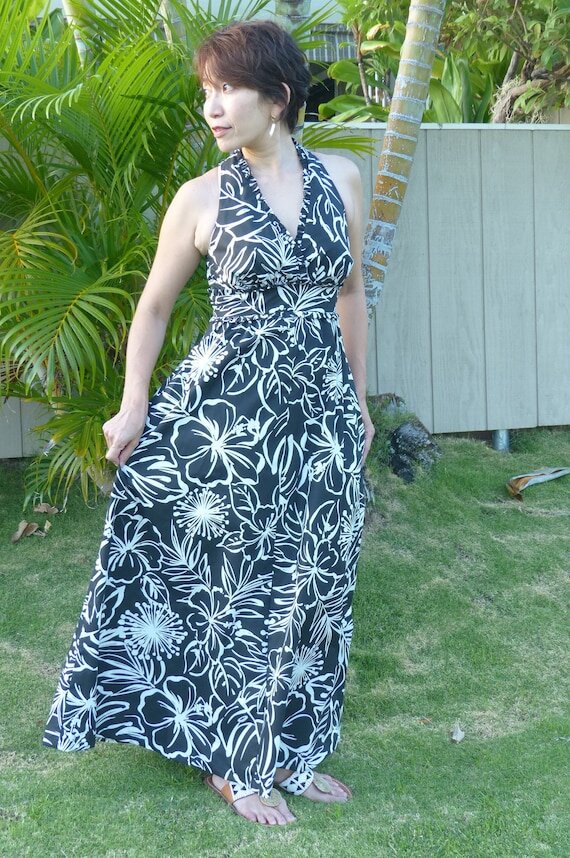 Tropical Hawaiian Flower Dress | Black 5204 - 0