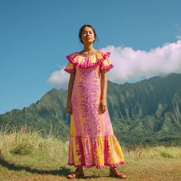 Tropical Lei Flowers Ombre Muumuu - Pink 7378