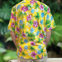 Tropical Print Aloha Shirts /  Pineapple, Plumeria, and Hibiscus - Yellow