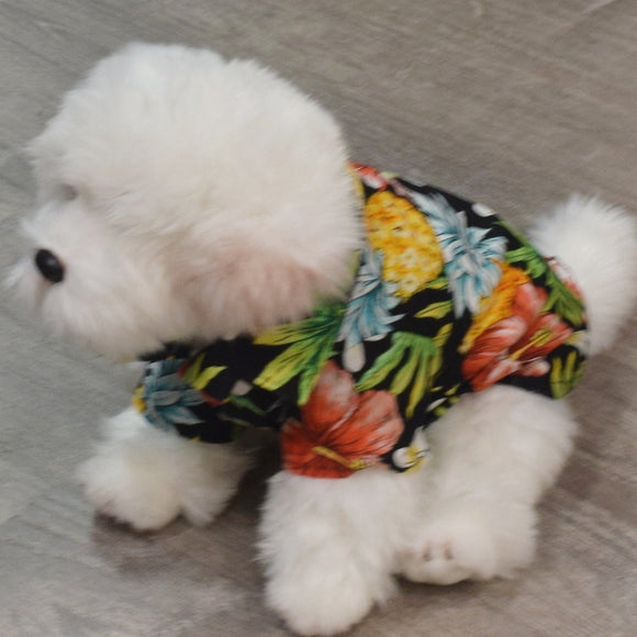 TropicalPrintHawaiianDogShirtsBlack