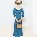 Tropical Blue Leaf Ruffle Dress