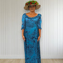 Tropical Blue Leaf Ruffle Dress