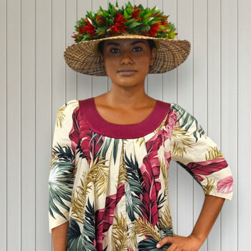 Tropical Leaf Hawaiian Muumuu Dress