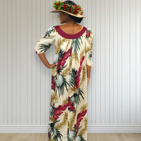 Tropical Leaf Hawaiian Muumuu Dress