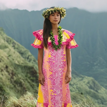 Tropical Lei Flowers Ombre Muumuu - Pink 7378 - 0