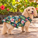 Tropical Paradise Hawaiian Dog Dress – Navy Blue Hibiscus & Plumeria Print | Made in Hawaii-1