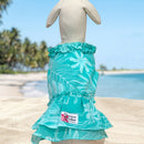 Island Breeze: Turquoise Plumeria & Monstera Hawaiian Dog Dress-2