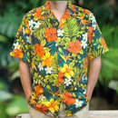 Vibrant Colorful Flower Print Hawaiian Shirts - Black-1
