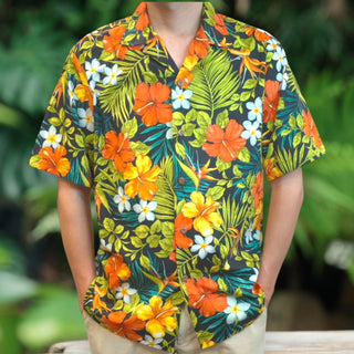 Vibrant Colorful Flower Print Hawaiian Shirts