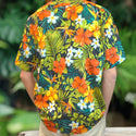 Vibrant Colorful Flower Print Hawaiian Shirts - Black