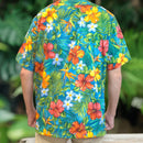 Vibrant Colorful Flower Print Hawaiian Shirts - Blue-2