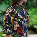 Vintage Inspired Hibiscus Print High Neck Muumuu-Dark Navy 8221-4