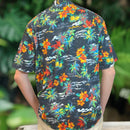 Vintage Print Hawaiian Shirts Hibiscus , Palm Tree , Pineapple - Black-1