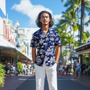 Vintage Feeling Aloha Shirt  Navy