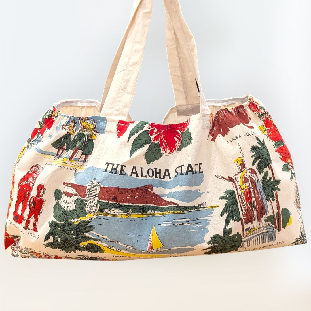 Vintage Aloha State Hawaiian Tote Bag – Handmade in Hawaii | Eco