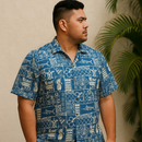 Vintage Style Hawaiian Shirt Teal Green