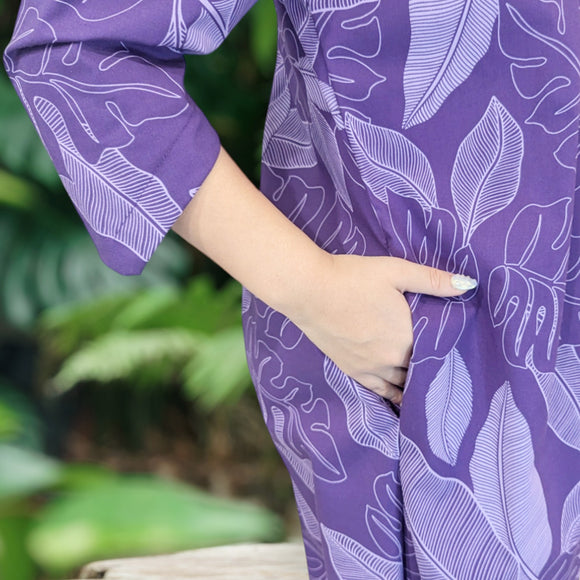 Violet Banana Leaf Muumuu Dress