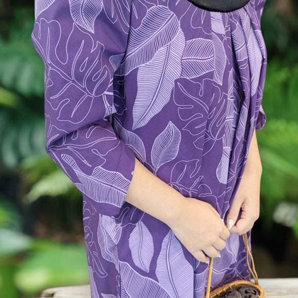 Violet Banana Leaf Muumuu Dress