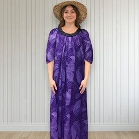 Violet Banana Leaf Muumuu Dress