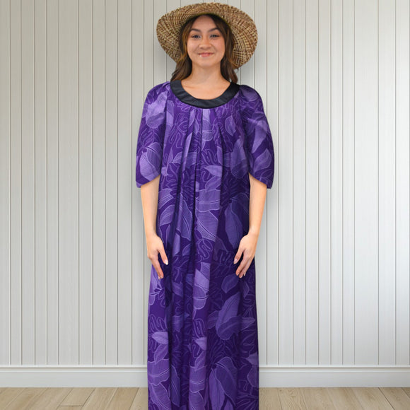 Violet Banana Leaf Muumuu Dress