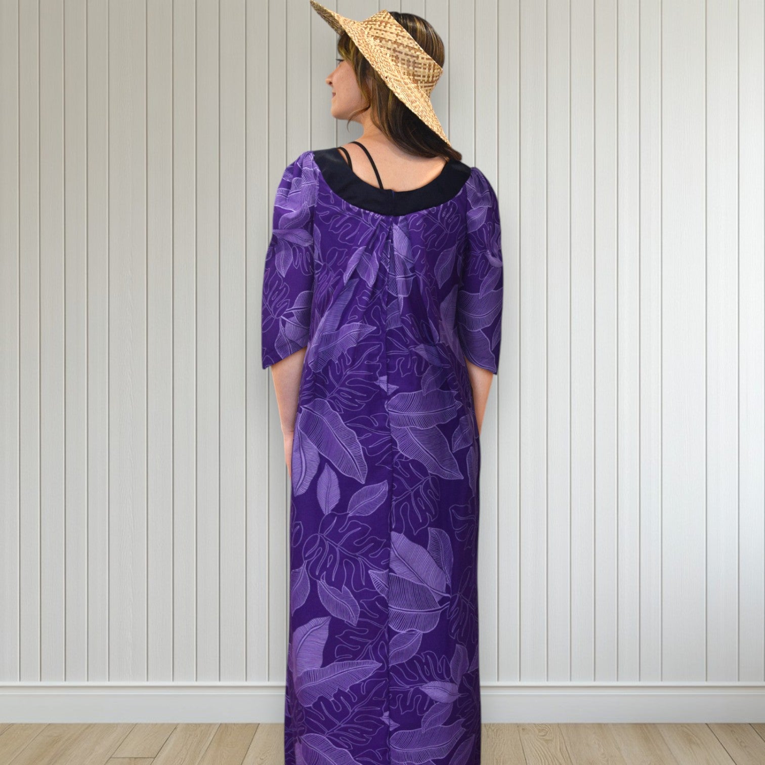 Violet Banana Leaf Muumuu Dress
