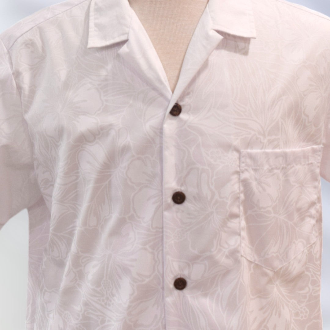 White Hawaiian Shirts | Hibiscus 011 - 0