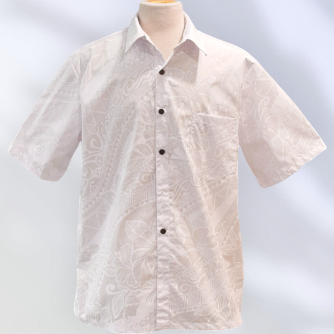 White Hawaiian Shirts Tapa Hibisucus