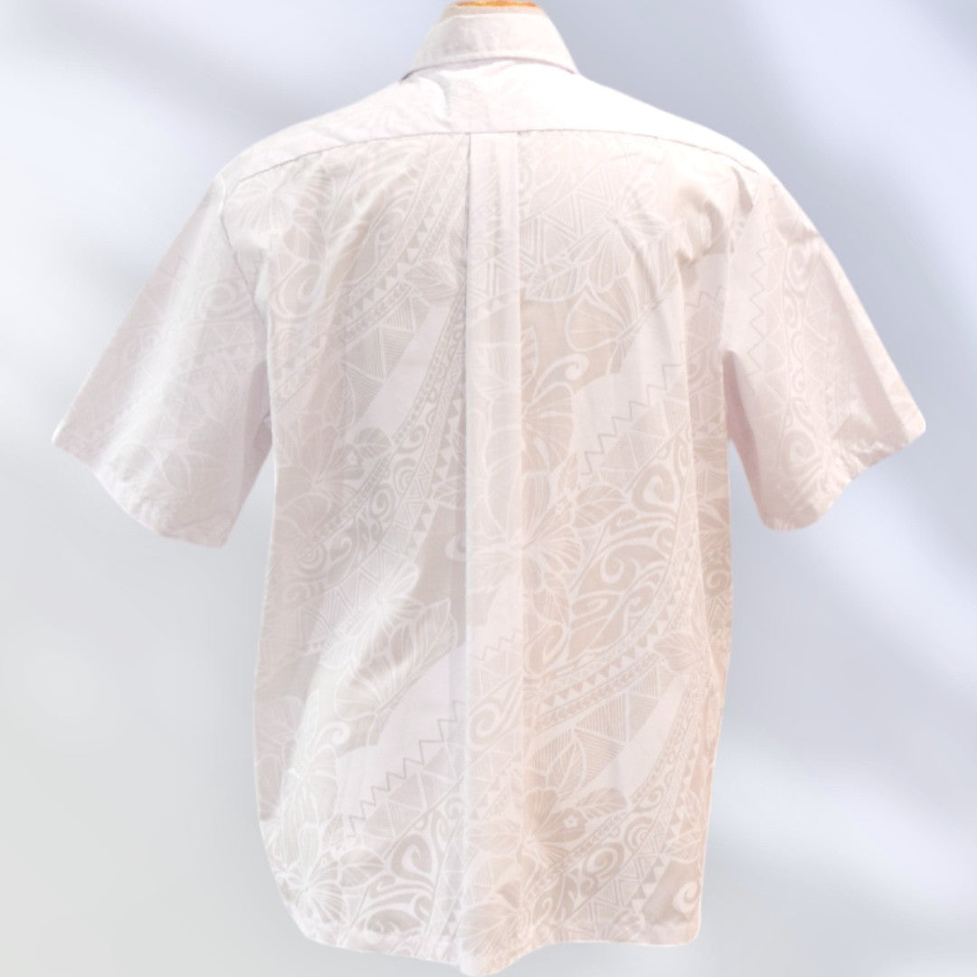 White Hawaiian Shirts | Tapa Hibisucus 018