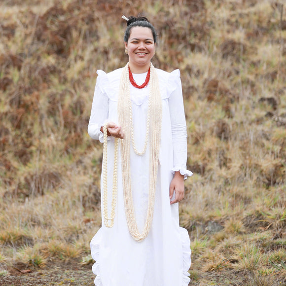 White Long Sleeve Traditional Muumuu Dress - Ceres 464