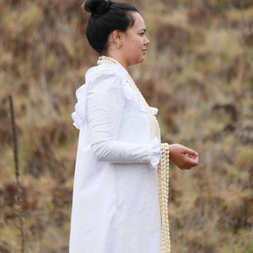 White Long Sleeve Traditional Muumuu Dress - Ceres 464 - 0