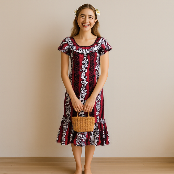 White Hibiscus Mid-Length Muumuu