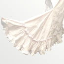 Traditional Hawaiian Holomuʻu – White Hibiscus & Monstera Mermaid Line Hawaiian Dress | 2-Way Ruffle Neckline | Made in Hawaii-8