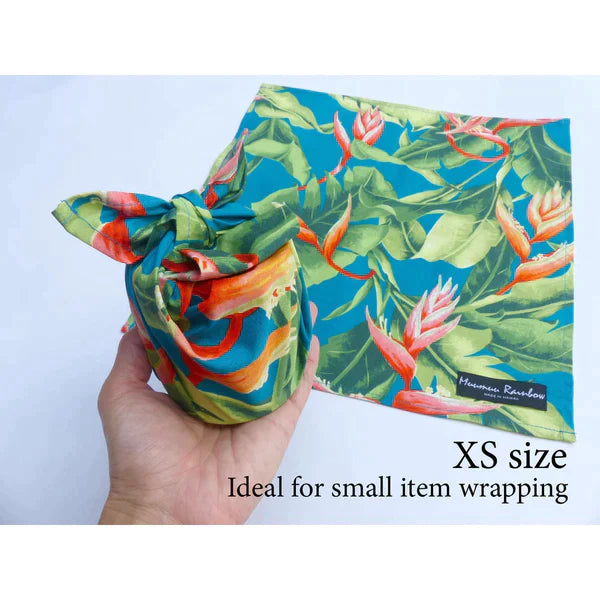 Tropical Leaf & Floral Print Gift Wrapping Fabric / Furoshiki - Black Background -1223FB-BL5