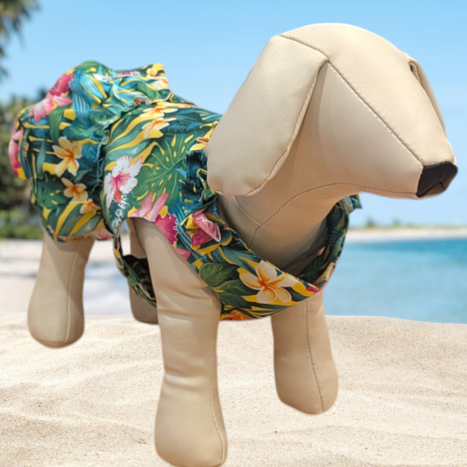 Yellow Hawaiian Flower Dog Dress