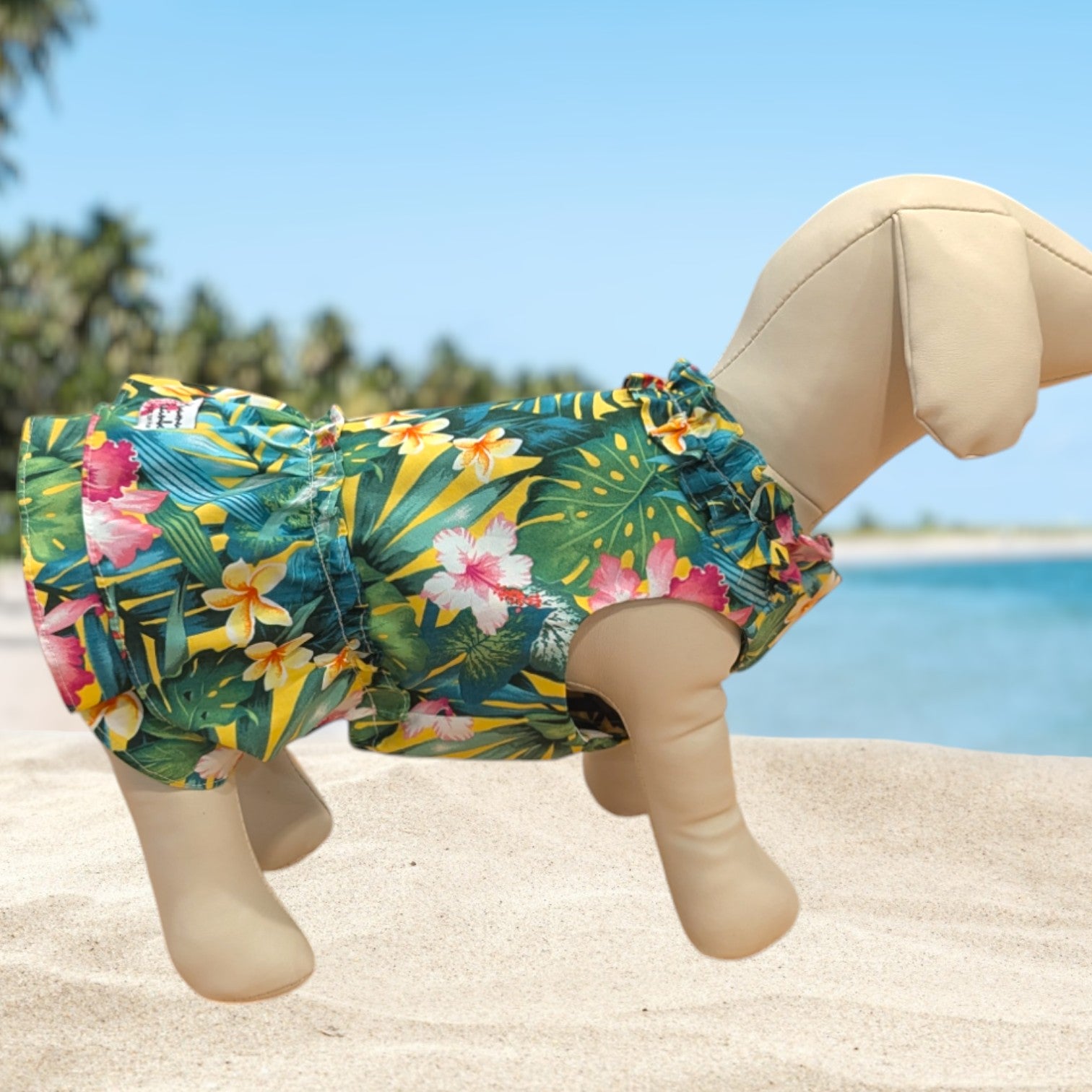 Yellow Hawaiian Flower Dog Dress