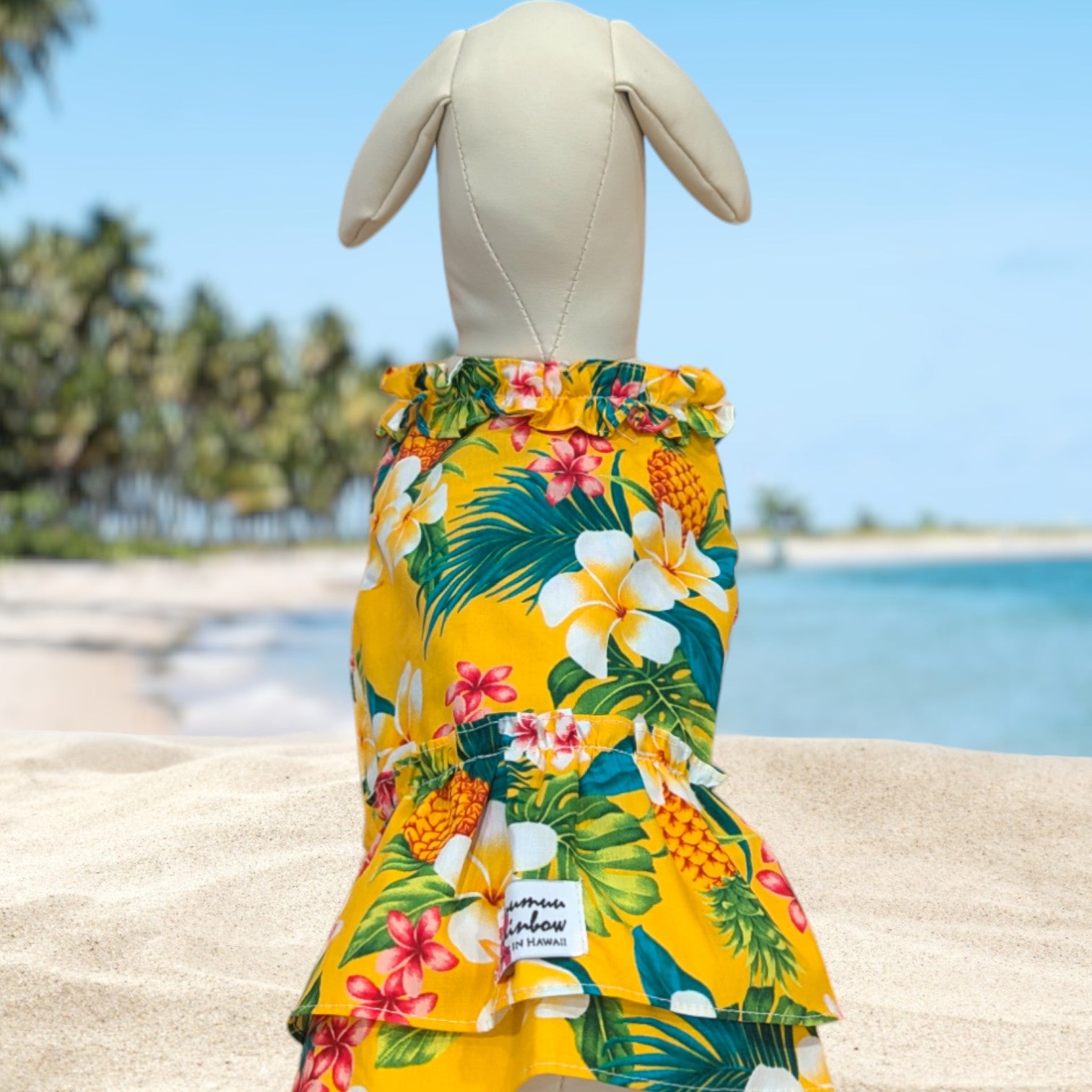 Yellow Pineapple Hawaiian Flower Dog Dress