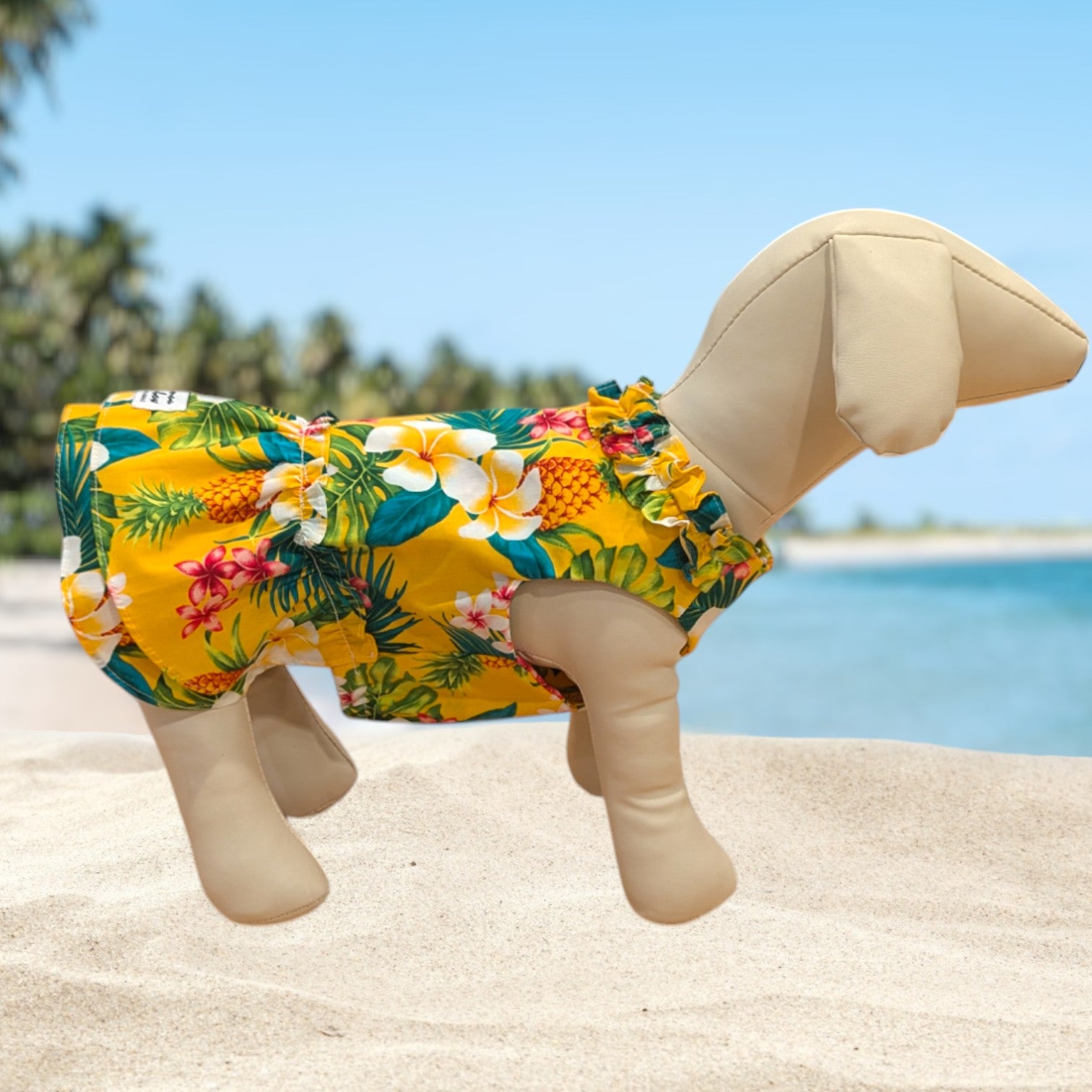 Yellow Pineapple Hawaiian Flower Dog Dress