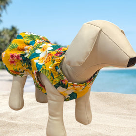 Yellow Pineapple Hawaiian Flower Dog Dress