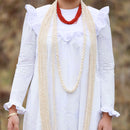 White Long Sleeve Traditional Muumuu Dress - Ohia Lehua 464-1