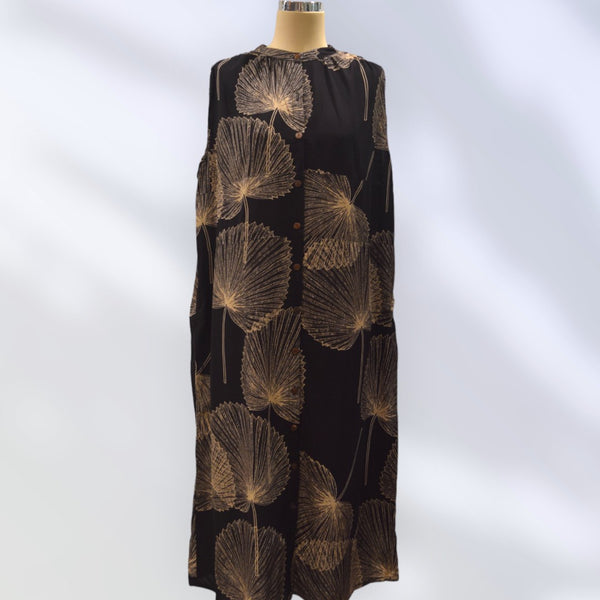 black-beige-palm-leaf-shirt=dress