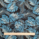 Black & Blue Monstera Tribal Hawaiian Fabric – Polycotton-2