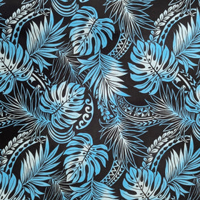 Black & Blue Monstera Tribal Hawaiian Fabric – Polycotton
