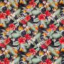 Black Hibiscus & Bird of Paradise Hawaiian Fabric – 100% Cotton-1