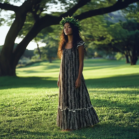 black white lei hawaiian muumuu dress