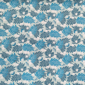 Blue Fern & Plumeria Hawaiian Fabric – Polycotton Blend
