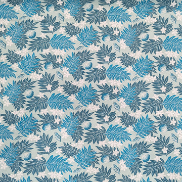 Blue Fern & Plumeria Hawaiian Fabric – Polycotton Blend