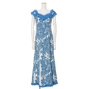 Blue Hibiscus Hawaiian Matching Set – Aloha Shirt & Elegant Ruffle Dress-4