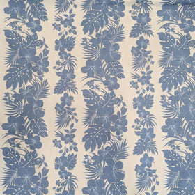 Blue Hibiscus Monstera Stripe Hawaiian Fabric – Polycotton