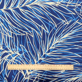 Blue Palm Leaf Modern Hawaiian Fabric – Polycotton - 0