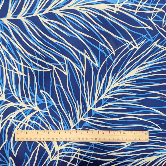 Blue Palm Leaf Modern Hawaiian Fabric – Polycotton